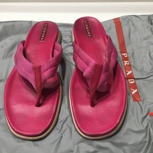 Prada Sport Fuchia Flip Flops Italian Size 39